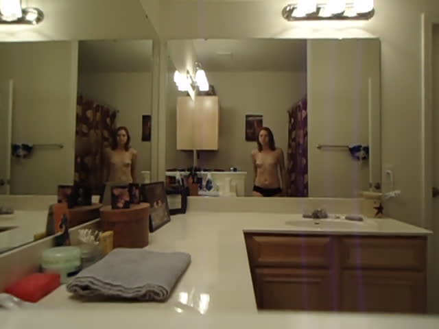 Pic #1  Girlfriend Masturbating On Bathroom Counter - Nude Girlfriends, Brunette, Masturbation, Small Tits, Amateur